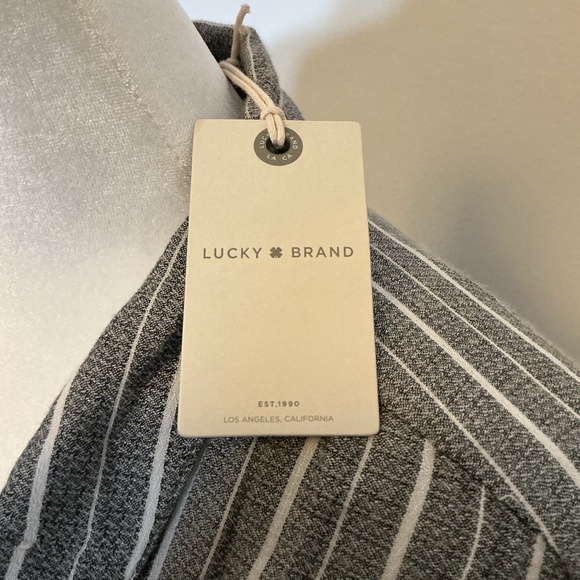 Lucky Brand Gray White Striped Button Top Size Small - Picture 6 of 11